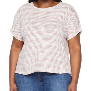 NWT ANA Lila’s Pink Stripe Roll Sleeve TShirt